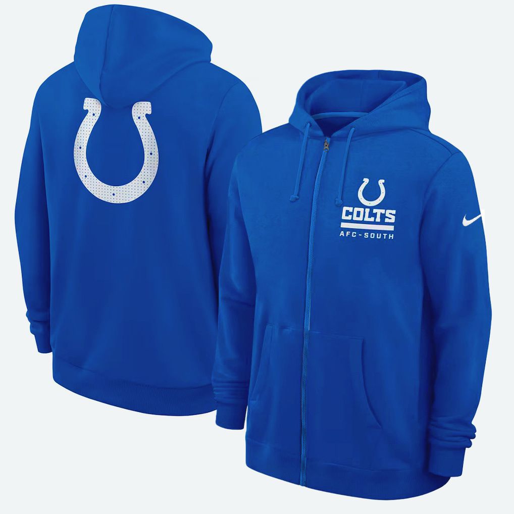 Men 2026 NFL Indianapolis Colts zip-up hoodie Blue 01